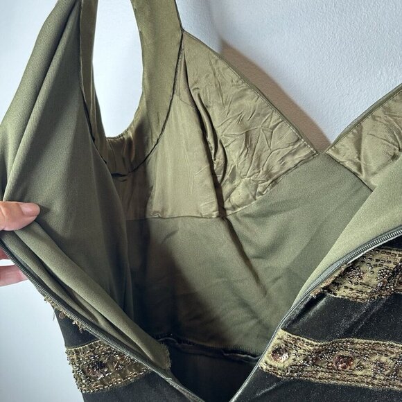 Vtg Talbots 90s Y2K Silk Velvet Beaded Maxi Dress Fairy Whimsigoth Prom 10 - Picture 9 of 11